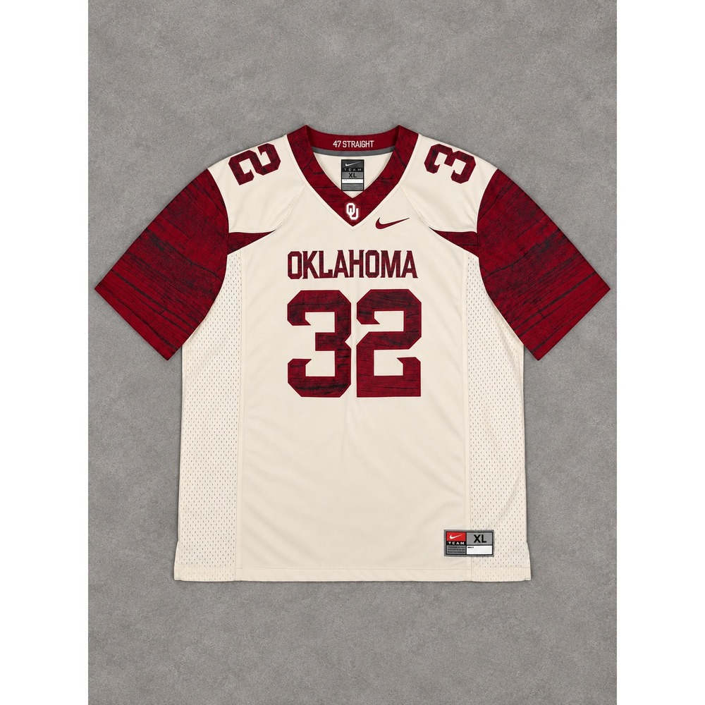 Nike Oklahoma Sooners Football Jersey Mens XL Cream Crimson #32 NCAA Sooners